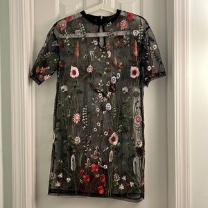 Boohoo chiffon Floral embroidery dress